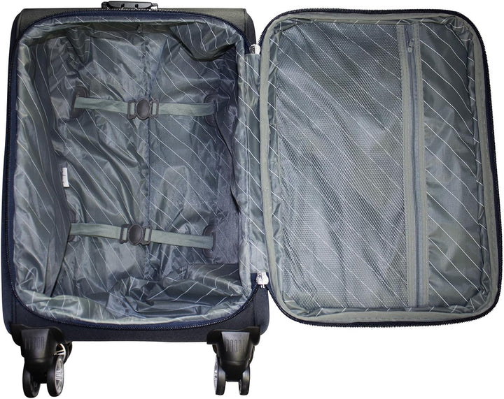 Trendyshop365 Weichgepäck Handgepäck Koffer Maribor 58cm 43 Liter 4 Rollen Zahlenschloss Blau Handge
