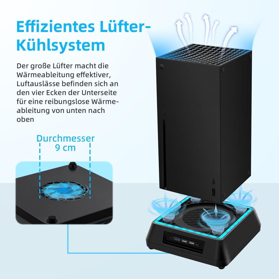 Tolesum Upgraded Lüfter Ständer für Xbox Series X, Kühler Stand mit RGB LED,4 Grosse &amp;Turbolüfter, U