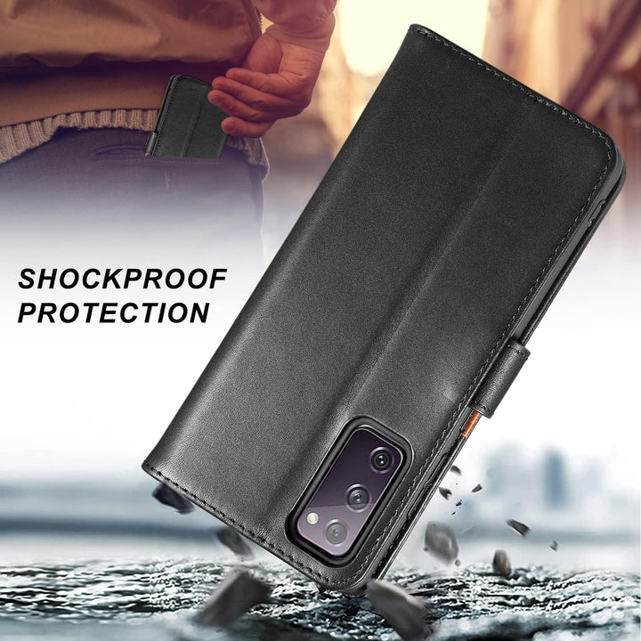 LENSUN Echtleder Hülle für Samsung Galaxy S20 FE 4G/5G, Handyhülle [Echtes Leder] [Magnetverschluss]