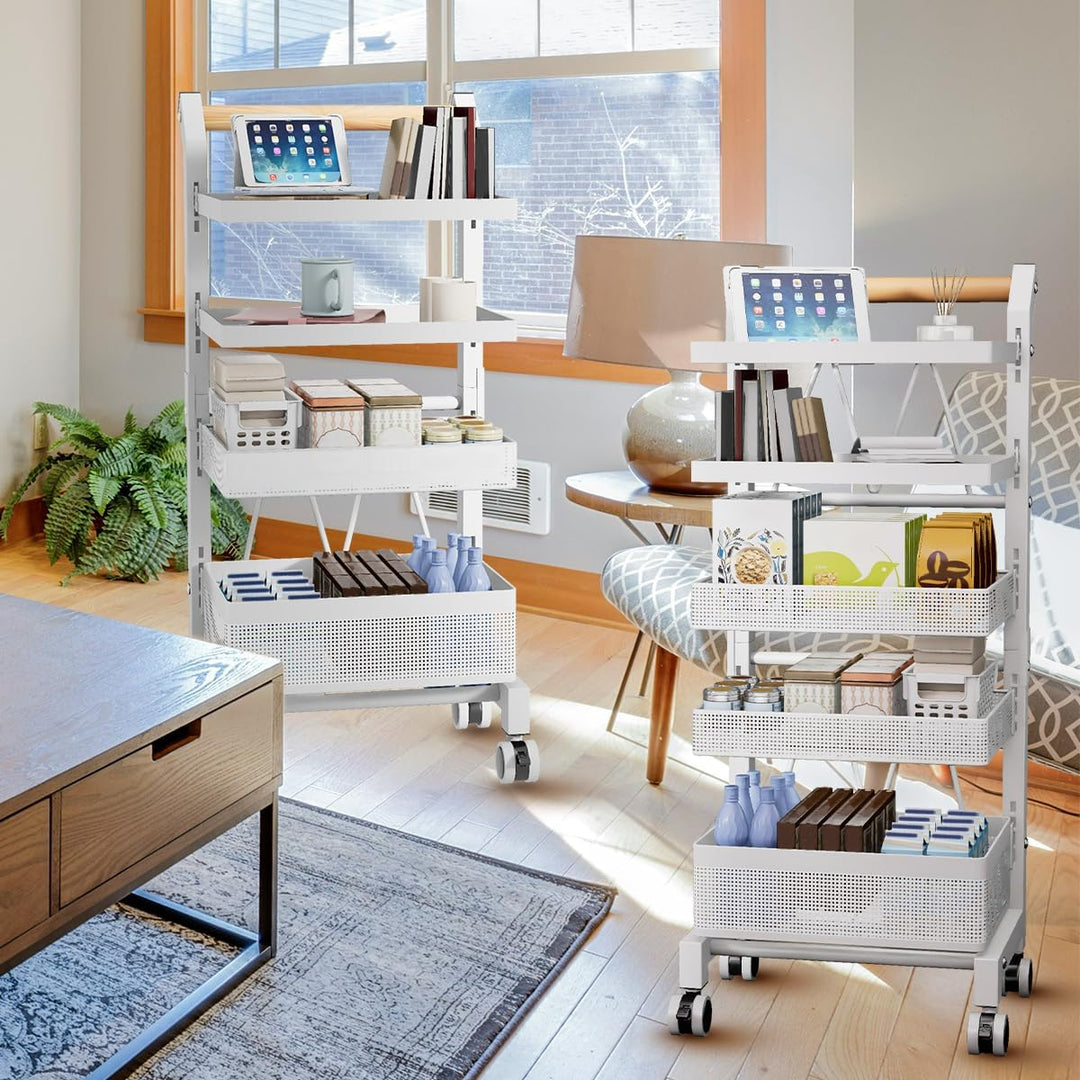 Heikoeco® Servierwagen Küchenwagen mit Rollen, Gemüseregal Metall, Obst Aufbewahrung, Rollwagen Allz