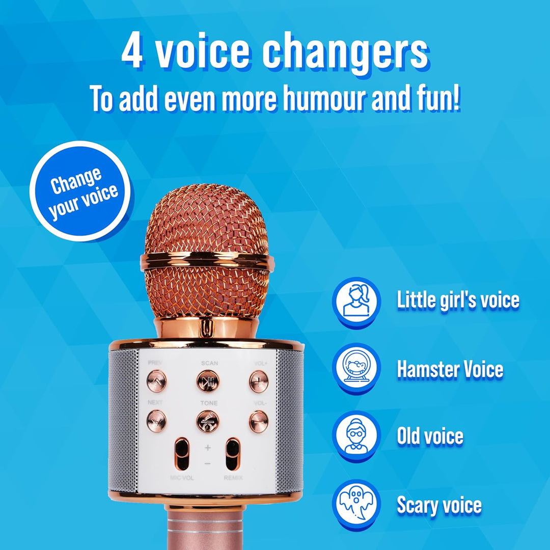 Silvergear® Karaoke Mikrofon Kabellos | Bluetooth Lautsprecher | Aufnahmefunktion & Selfie-Modus | 1