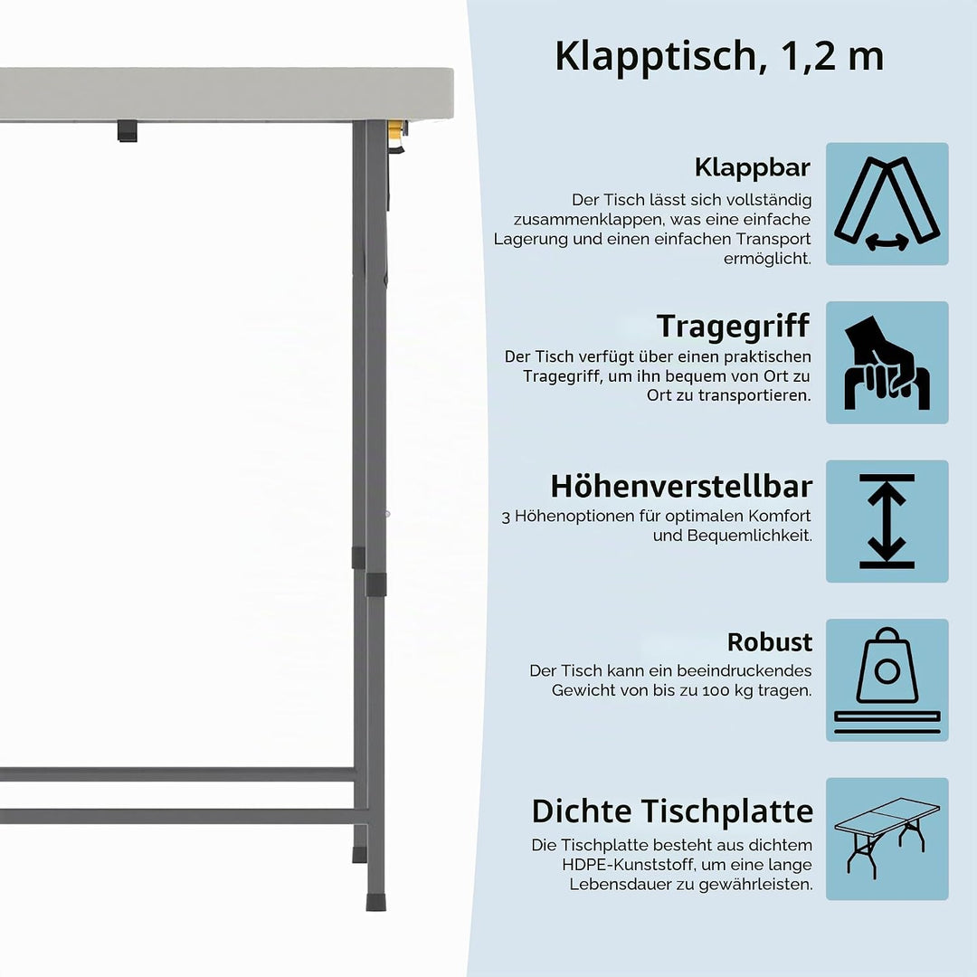Home Vida Klapptisch, robust, extra stark, für Camping, Buffet, Hochzeit, Markt, Garten, Party, Koff