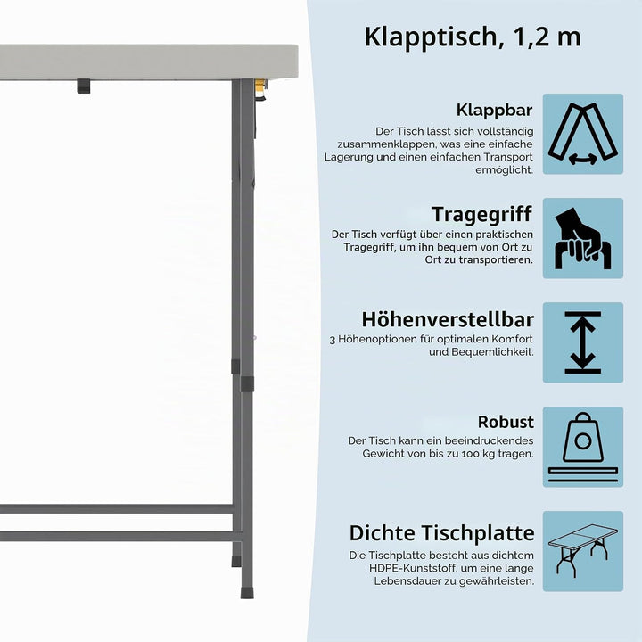 Home Vida Klapptisch, robust, extra stark, für Camping, Buffet, Hochzeit, Markt, Garten, Party, Koff
