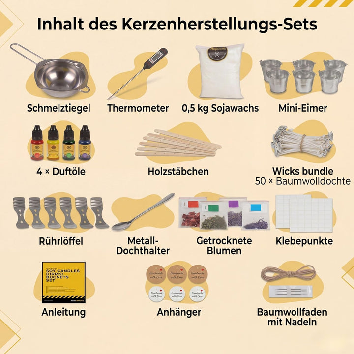 DIBYS Kerzen selber machen Set für Erwachsene | DIY Duftkerzen Set mit Sojawachs | Komplett Set mit