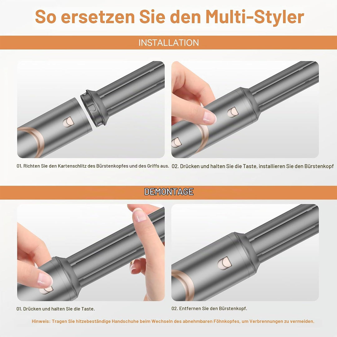 Hair Styler Set, Haarstyler 6 in 1, Hairstyler Set, Multistyler Haare 110000 U/MIN mit Rundbürste Fö