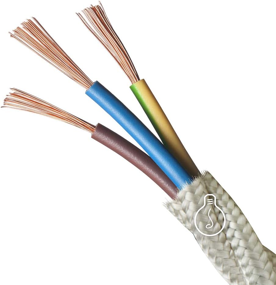 Amarcords - Textilkabel für Lampen BRAUN, geflochten, Baumwolle, 10 Meter, mit Erdung 3x0,75 - Stoff