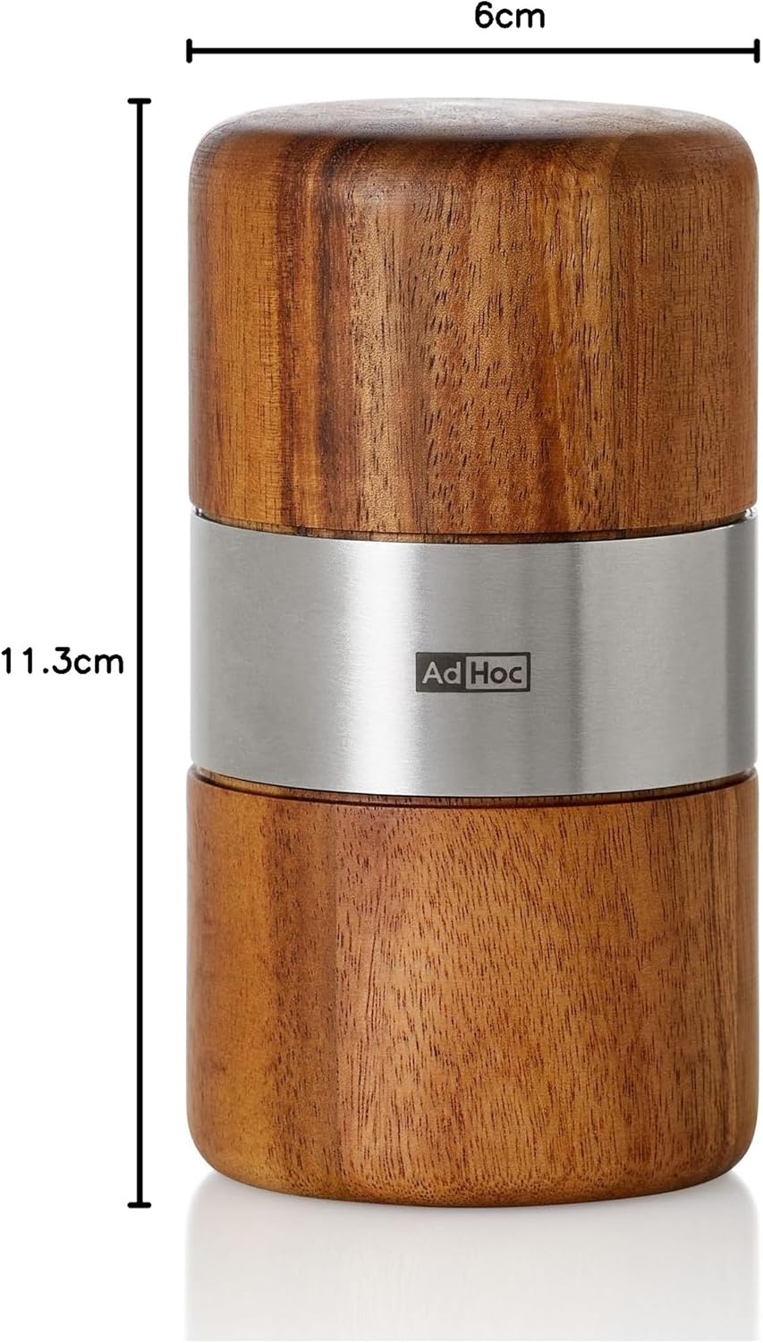 AdHoc PM70 Muskatmühle Muskato | innovative Holzmühle für edle Muskatnüsse | mit original PreciseCut