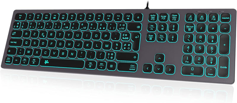 B.FRIENDIT Tastatur mit Hintergrundbeleuchtung, kabelgebunden, Slim – mit Aluminiumgehäuse, Ziffernb
