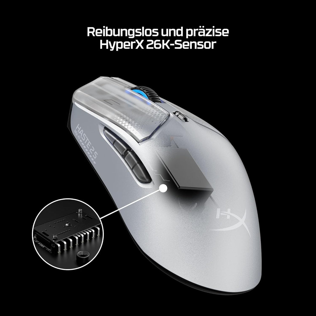 HyperX Pulsefire Haste 2 S Kabellose Gaming-Maus, Magnesiumgehäuse, Ultra-leicht, 64 g, Akku 120 h,