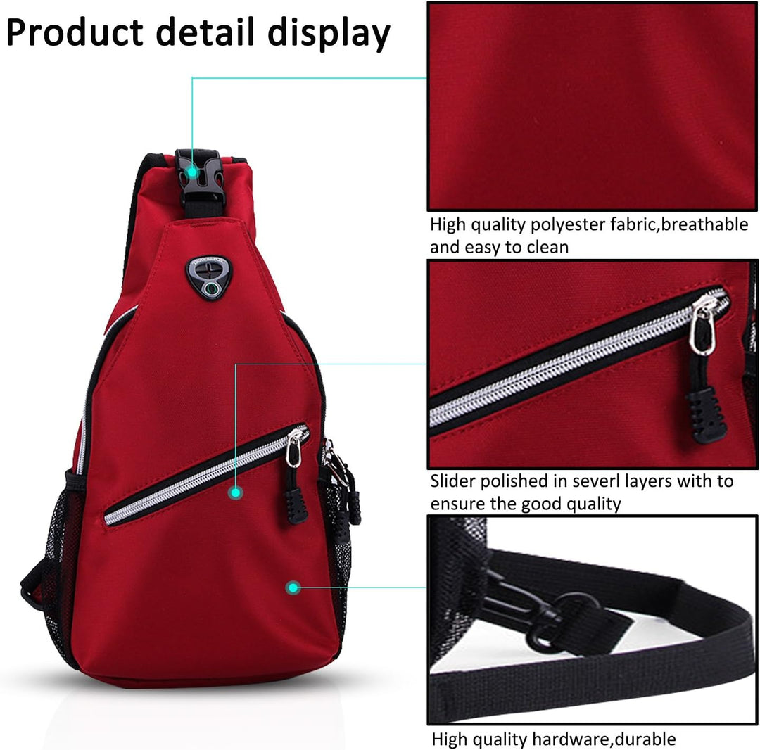 FANDARE Sling Bag Umhängetasche Messenger Bag Hiking Bag Crossbody Bag Rucksack Polyester Rot, Rot