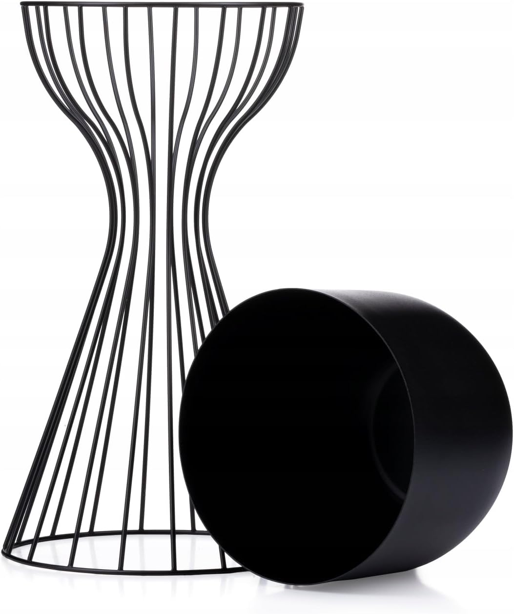 Moderne Blumenständer Metall 46 cm Hoch mit Schwarz Blumentopf Rund 18 cm Ø auf Robuste Ständer - Pf