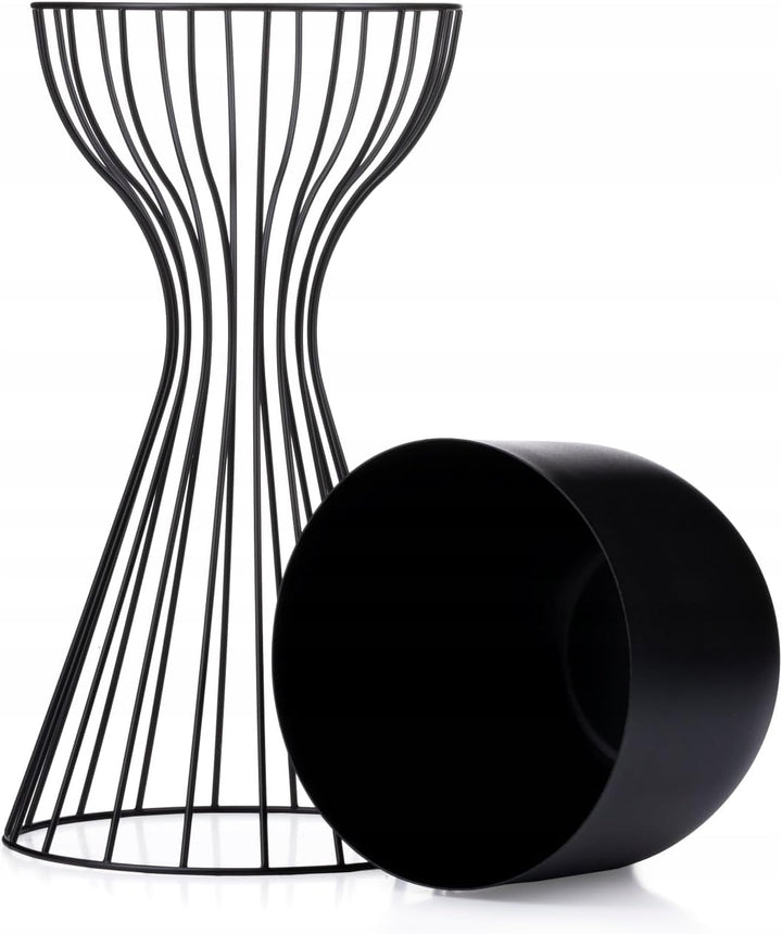 Moderne Blumenständer Metall 46 cm Hoch mit Schwarz Blumentopf Rund 18 cm Ø auf Robuste Ständer - Pf