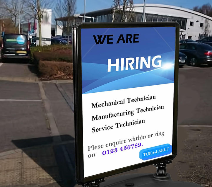 TUKA-i-AKUT A1 Kundenstopper Plakatständer Wind-Sign Beidseitig für 2 Plakate, Werbeaufsteller Mobil