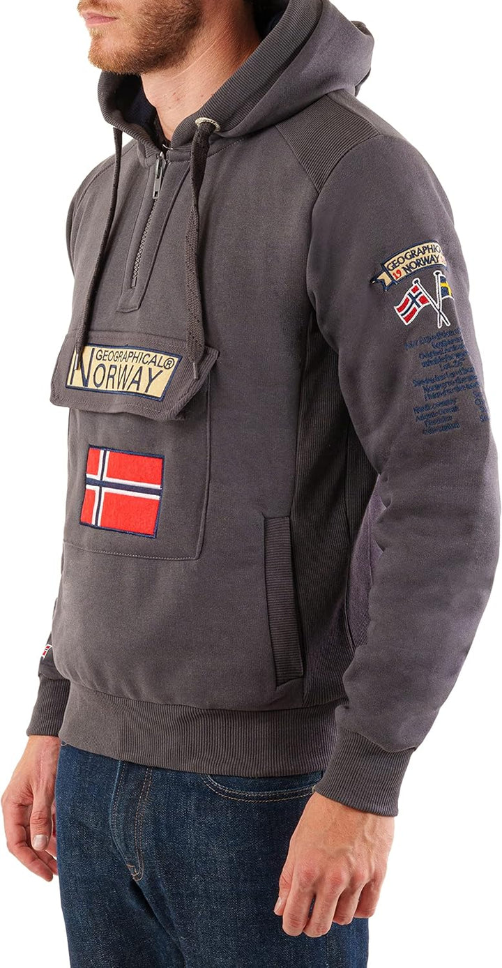 Geographical Norway GYMCLASS Men - Herren Kapuzenpullover Hoody XXL Dunkelgrau, XXL Dunkelgrau