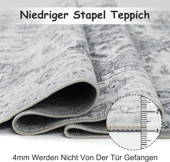 WONGS BEDDING Boho Teppich Wohnzimmer Schlafzimmer Kurzflor Teppiche Waschbar Weich rutschfest Vinta