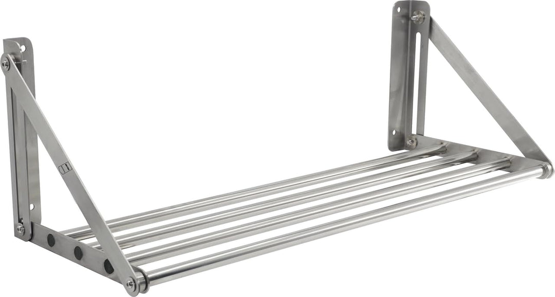 METRO Professional Klappbares Wandregal GFWS1180, Edelstahl, 80 x 30 x 26.5 cm, 30 KG, Silber