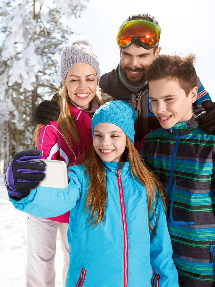 Bencailor 6 Paar Kinder Winter Handschuhe wasserdichte Kinder Ski Handschuhe Winddichte Warme Schnee