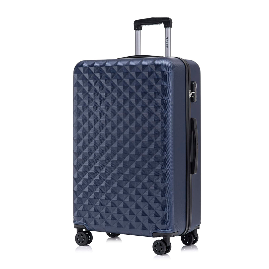 Koffer Suitcase XL Dunkelblau, Trolley Reisekoffer, Rollkoffer Handgepäck mit 4 Rollen 360°, Hartsch