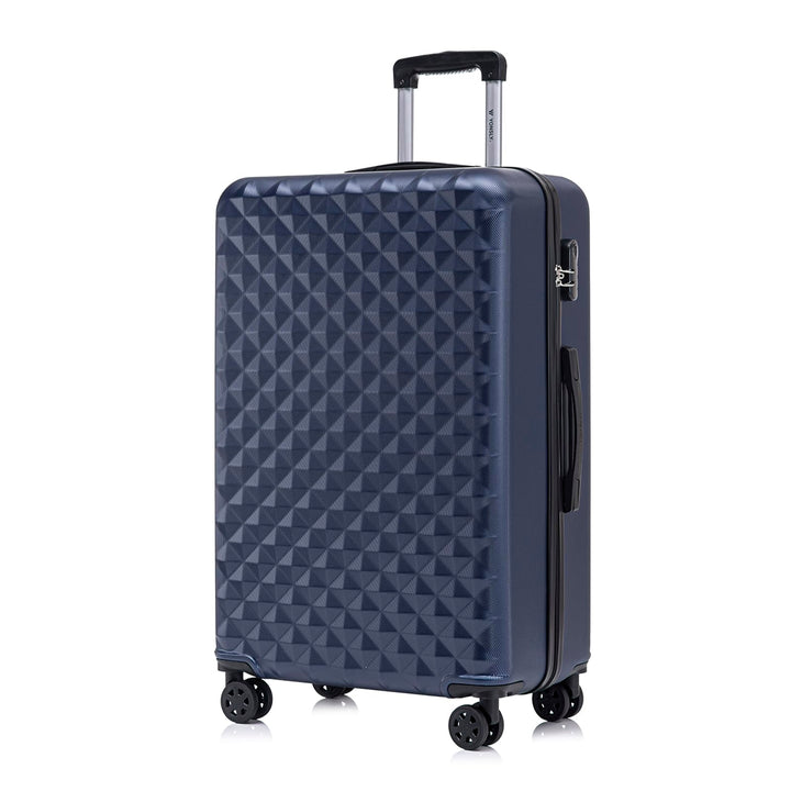 Koffer Suitcase XL Dunkelblau, Trolley Reisekoffer, Rollkoffer Handgepäck mit 4 Rollen 360°, Hartsch