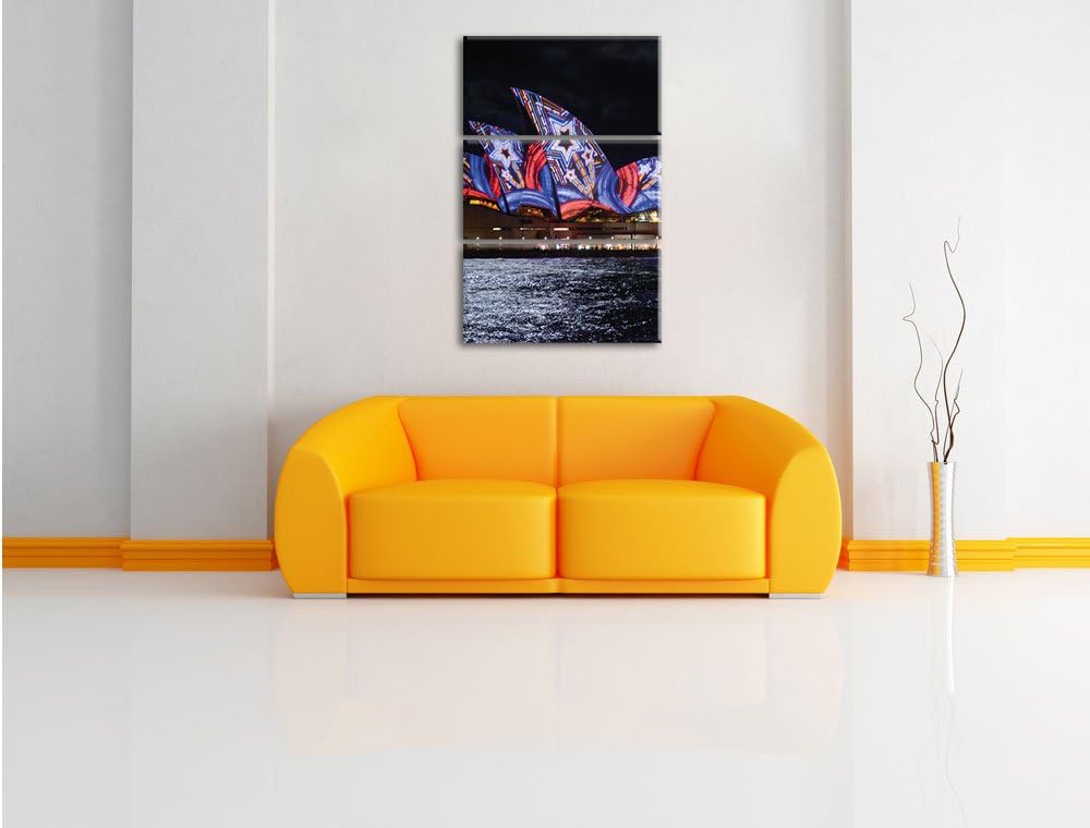 Pixxprint Sydney Opera House als Leinwandbild/Grösse: 3 Teilig (120x80) cm/Wandbild/Kunstdruck/ferti