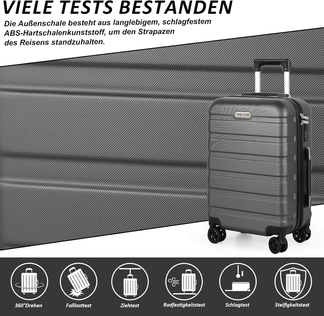 TANTOMI Kofferset 3-teilig, ABS Hartschalenkoffer Set, Reisekoffer Set mit Rollen, Gepäck-Sets (20/2