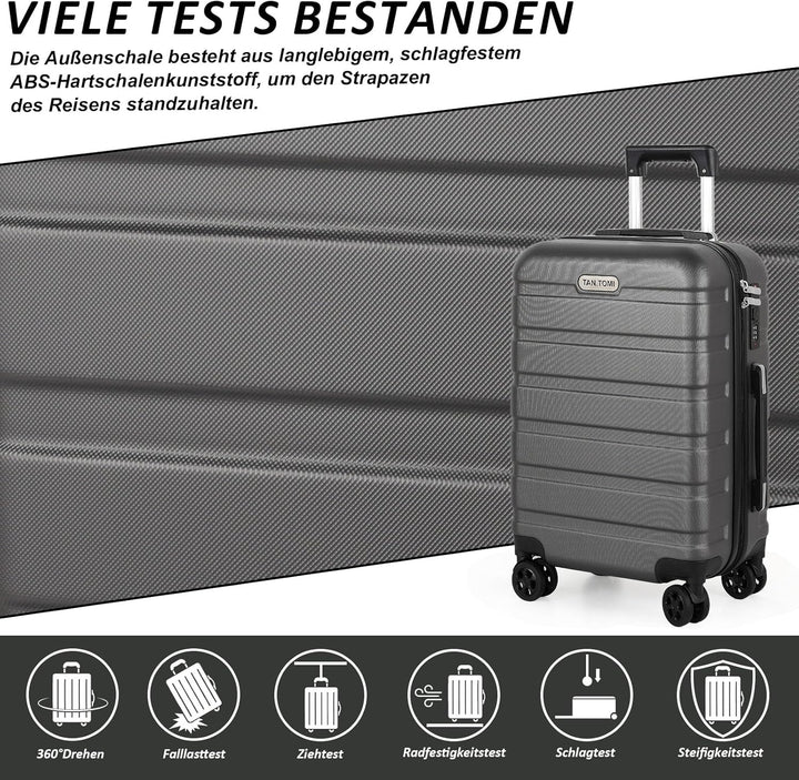 TANTOMI Kofferset 3-teilig, ABS Hartschalenkoffer Set, Reisekoffer Set mit Rollen, Gepäck-Sets (20/2