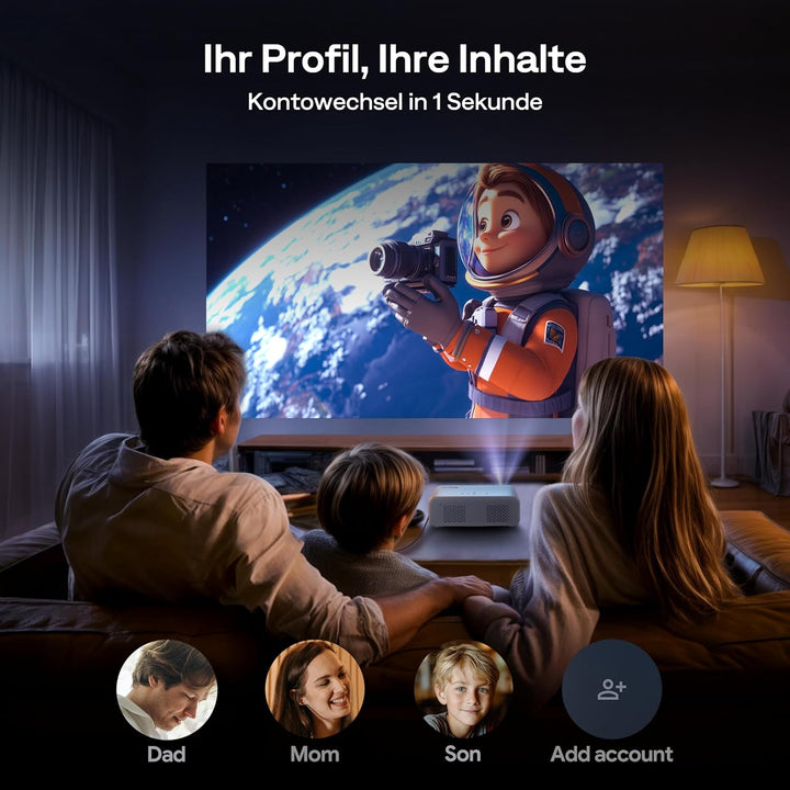 Aurzen Eazze D1G Beamer mit offiziellem Google TV, Smart Beamer 4K unterstützt Full HD 1080P, DoIby