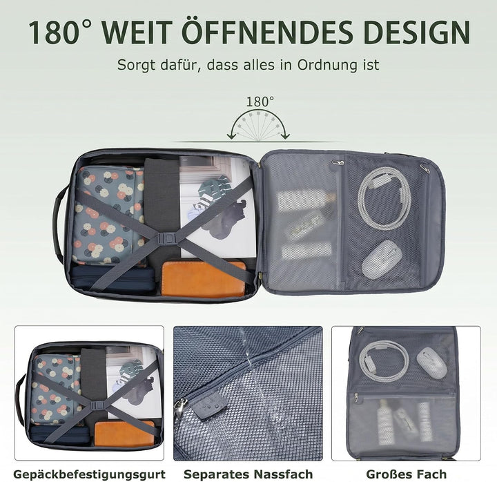 EMPSIGN 40L Reiserucksack Damen, Laptop-Rucksack 17,3 Zoll Handgepäck | Wasserdicht Elegant Rucksack