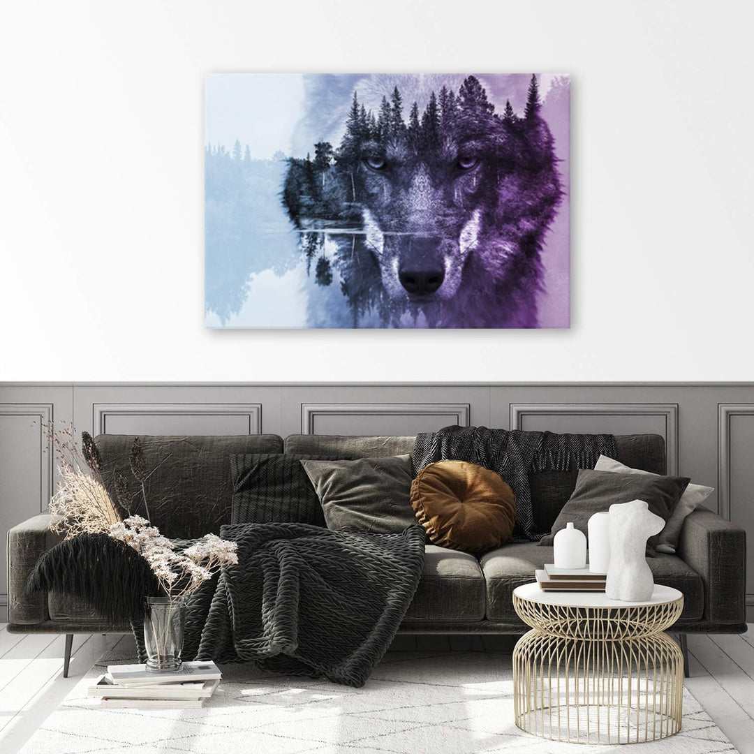 Feeby Bilder Tiere Wolf Natur 60x40 cm Wohnzimmer Schlafzimmer Büro Flur Küche Wandbilder Modern Bil