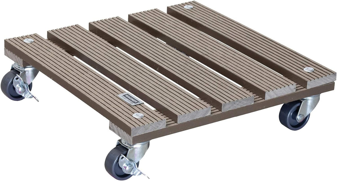 Wagner Pflanzenroller WPC 29 x 29 x 7,5 cm I Blumenroller für Aussenbereich + Innenbereich I Kübelro