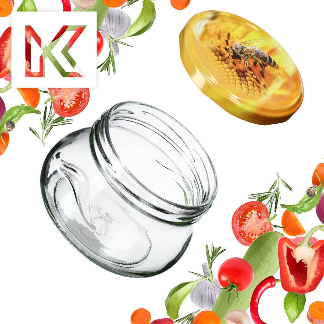 KADAX 50st Einmachgläser 300 ml mit Schraubdeckel fi82 mm, Miniaturgläser für Honig und Gewürze, Mar