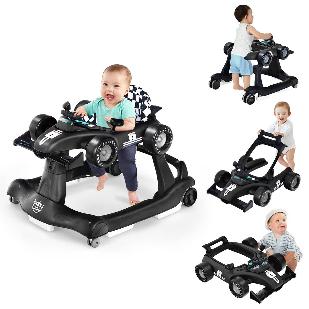 GOPLUS 4 in 1 Baby Lauflernhilfe, Lauflernwagen höhenverstellbar mit Licht &amp; Musik, Baby Walker Auto