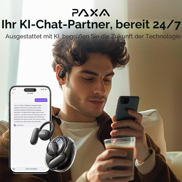 PAXA OpenAir5 Sprachübersetzer Bluetooth 5.4 Echtzeit-Übersetzer mit Sprachübersetzer in Echtzeit mi