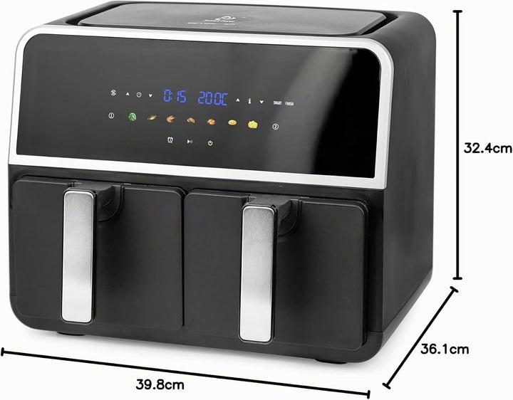EMERIO digitale DOPPEL Heissluftfritteuse | AirFryer | Frittieren mit heisser Luft ohne zusätzliches