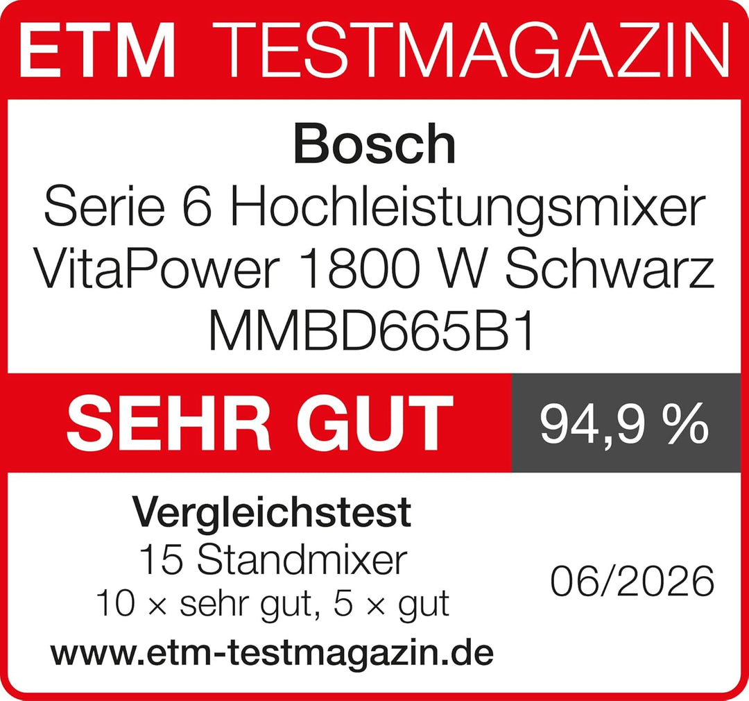 Bosch Highspeed-Standmixer VitaPower Serie 6 MMBD665B1, 45.000 U/min, 6 Programme inkl heisse Suppe
