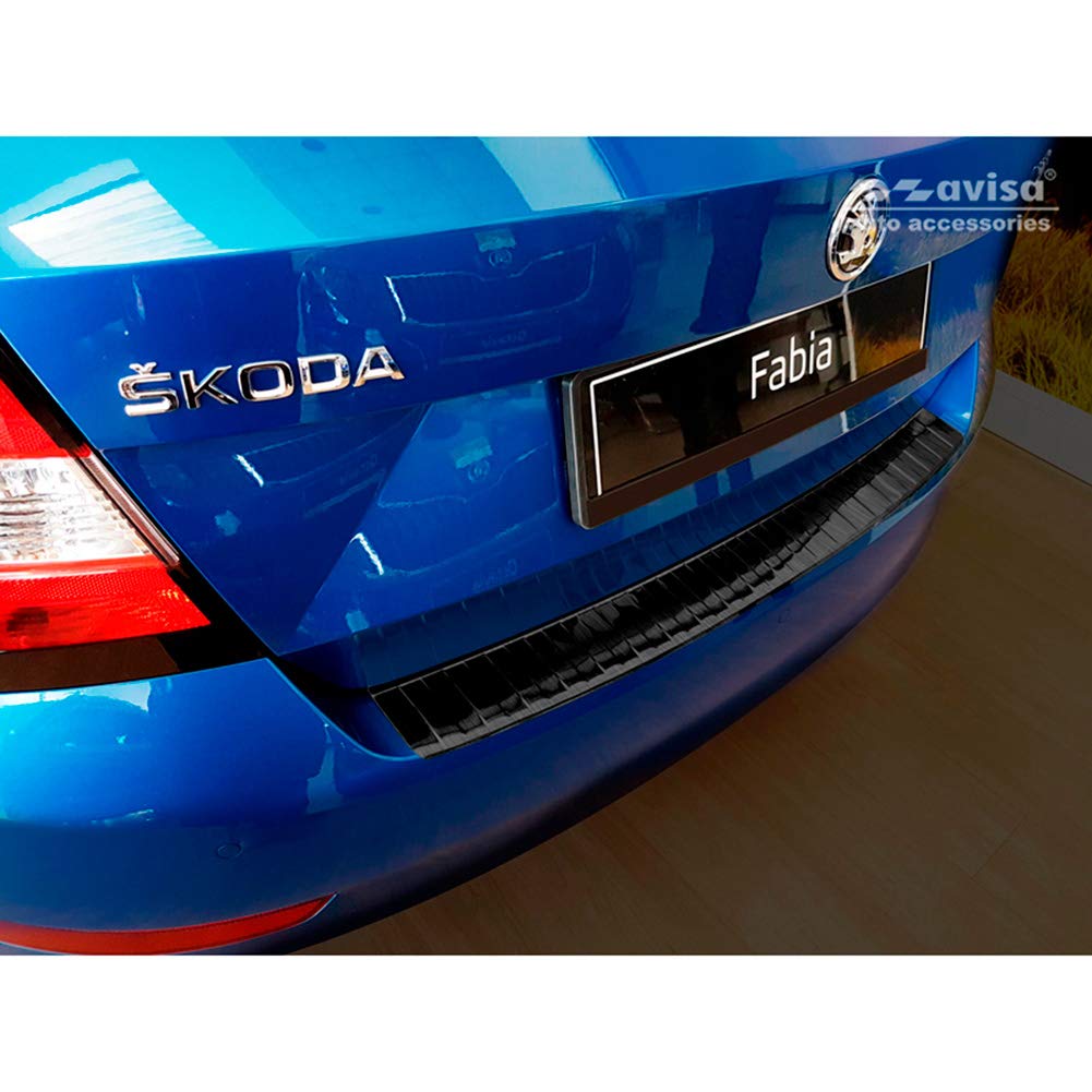 Schwarz Edelstahl Heckstossstangenschutz kompatibel mit Skoda Fabia III HB 5-türer Facelift 2018-202
