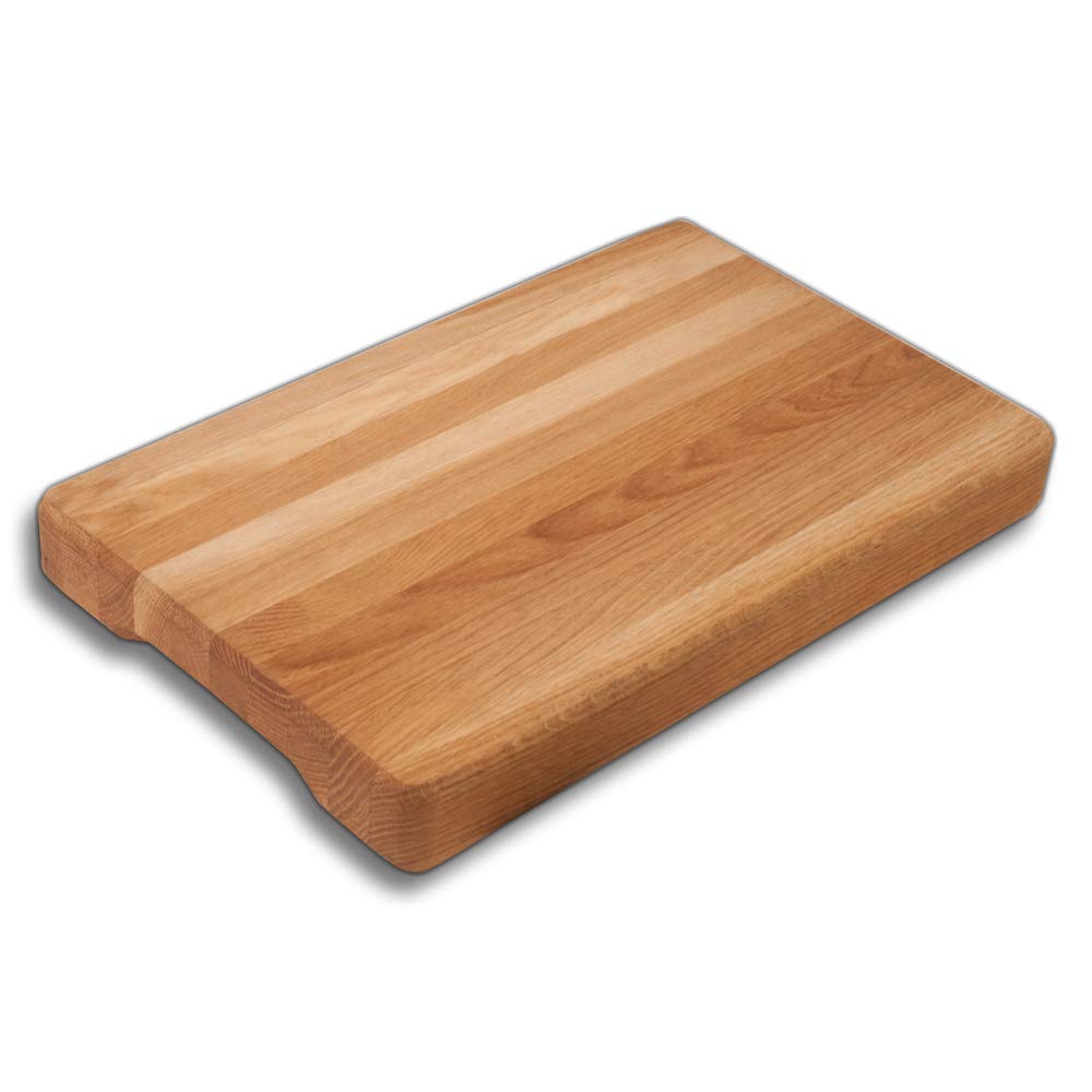 4X HOFMEISTER® Schneidebrett Eiche massiv – Holzbrett mit Unikat-Maserung, klingenschonend, EU-Handa