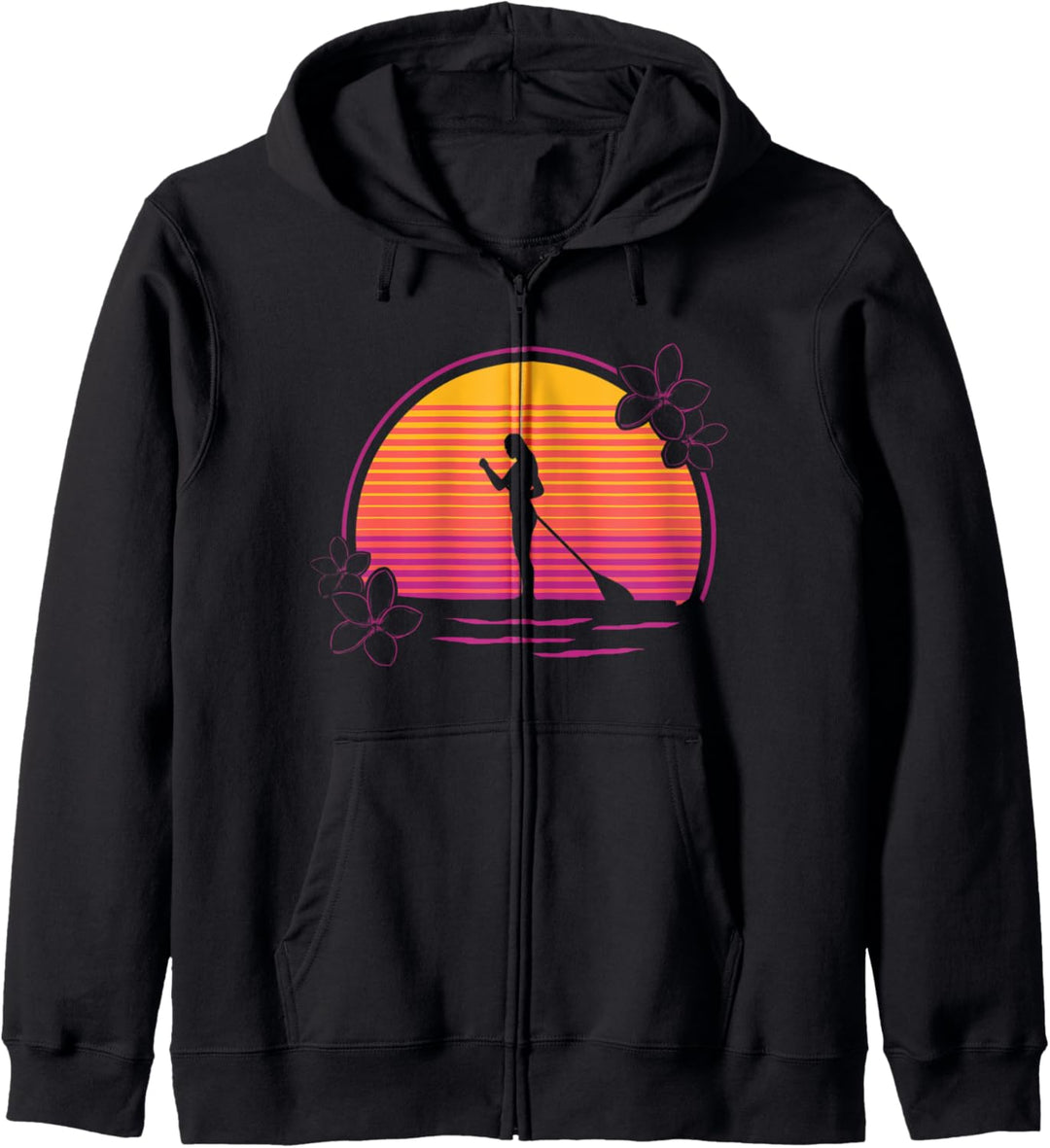 Stand Up Paddling Blumen SUP Retro Stand Up Paddeln Kapuzenjacke