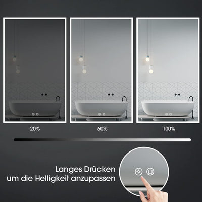 byecold Badspiegel mit Beleuchtung 100x60CM, LED Badezimmerspiegel, Wandspiegel Bad Spiegel mit Touc