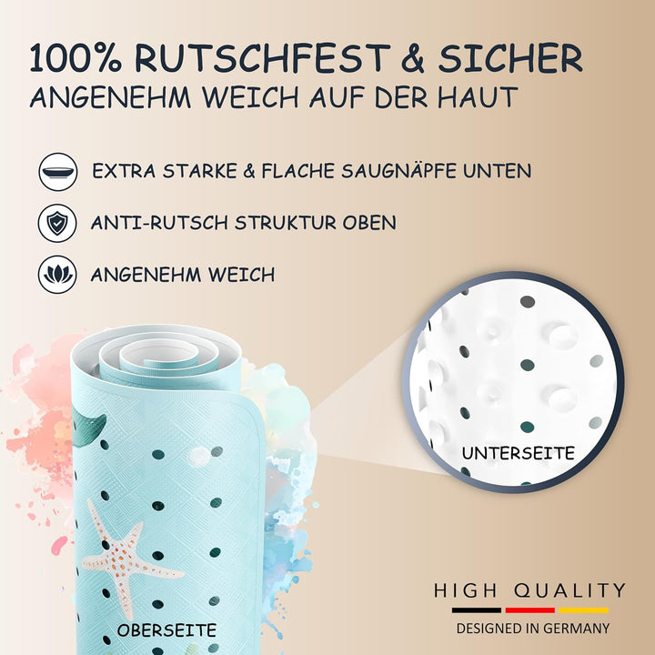 Badewannenmatte Kinder rutschfest [100x40cm] - Antirutschmatte Badewanne BPA frei - Badematte Kinder