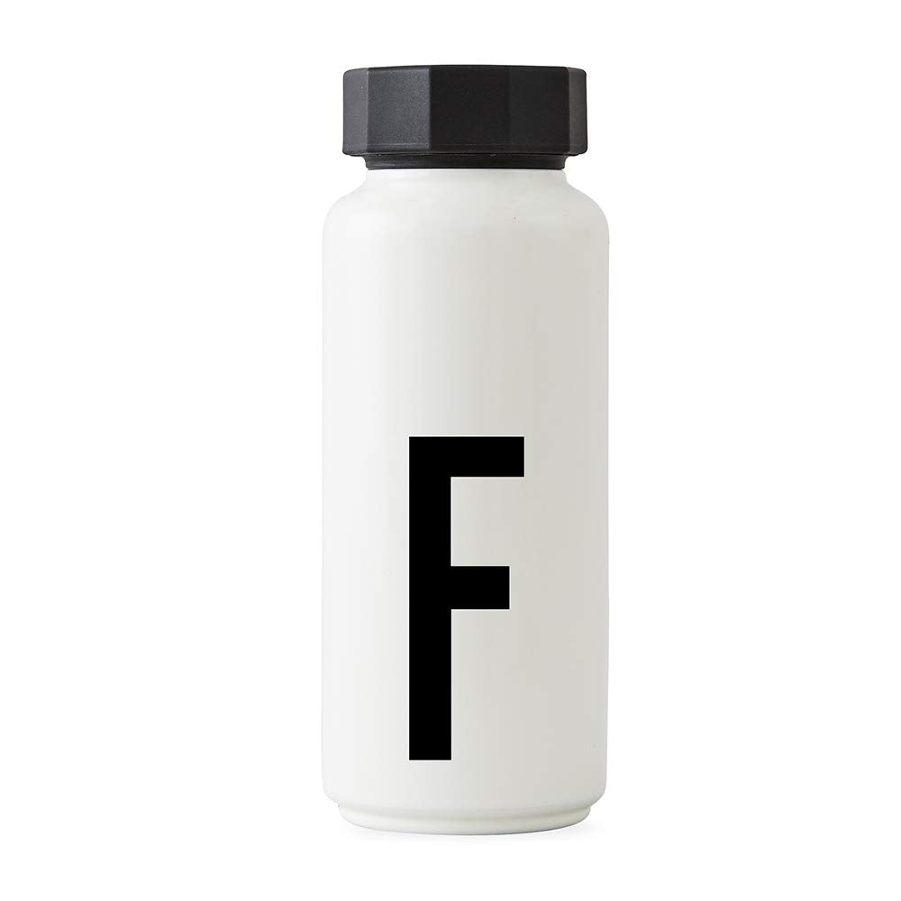 Design Letters Persönliche Edelstahl Trinkflasche Weiss (F) |500 ml| Kohlensäure geeignet BPA-Frei T