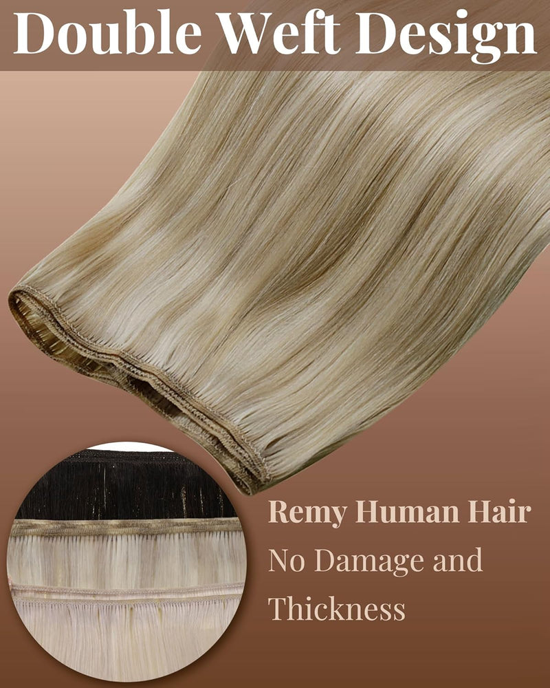 Hetto Extensions Tressen Echthaar Blond Highlight Tressen Extensions Echthaar Remy Extensions Tresse