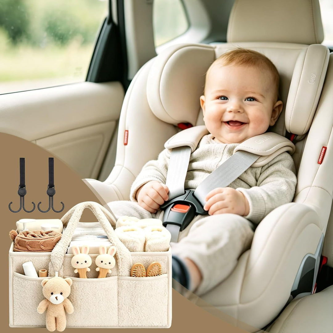 Wickeltasche für Babys, Mommy Bag aus Plüsch, Hellgrün Baby Organizer mit Abnehmbaren Fächern, Wicke