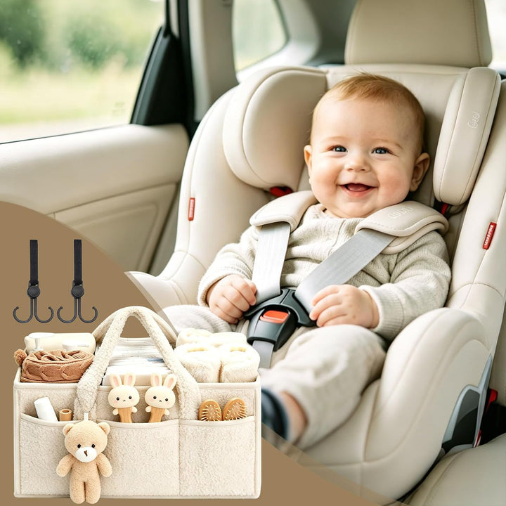 Wickeltasche für Babys, Mommy Bag aus Plüsch, Hellgrün Baby Organizer mit Abnehmbaren Fächern, Wicke