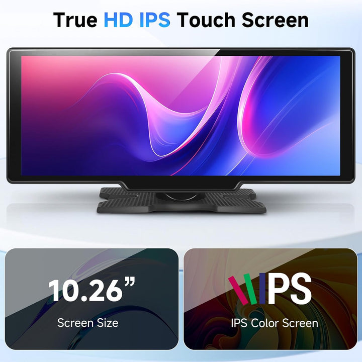 Hodozzy Tragbares Autoradio Wireless Carplay Android Auto, 10,26 Zoll IPS Touchscreen Bildschirm Tra