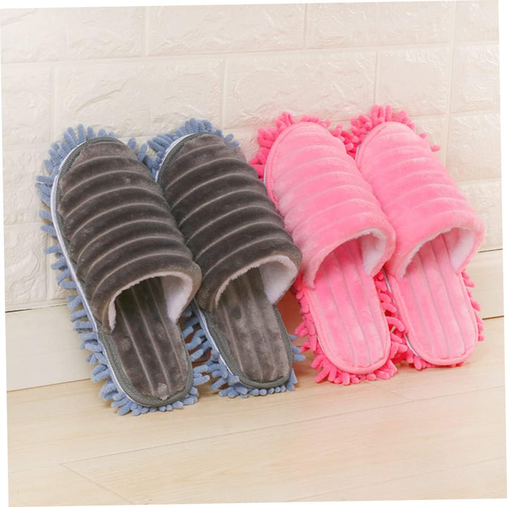 MAGICLULU Flauschige Bodenputzschuhe Damenpantoffeln aus Chenille mit Abnehmbarer Mikrofaser Sohle G