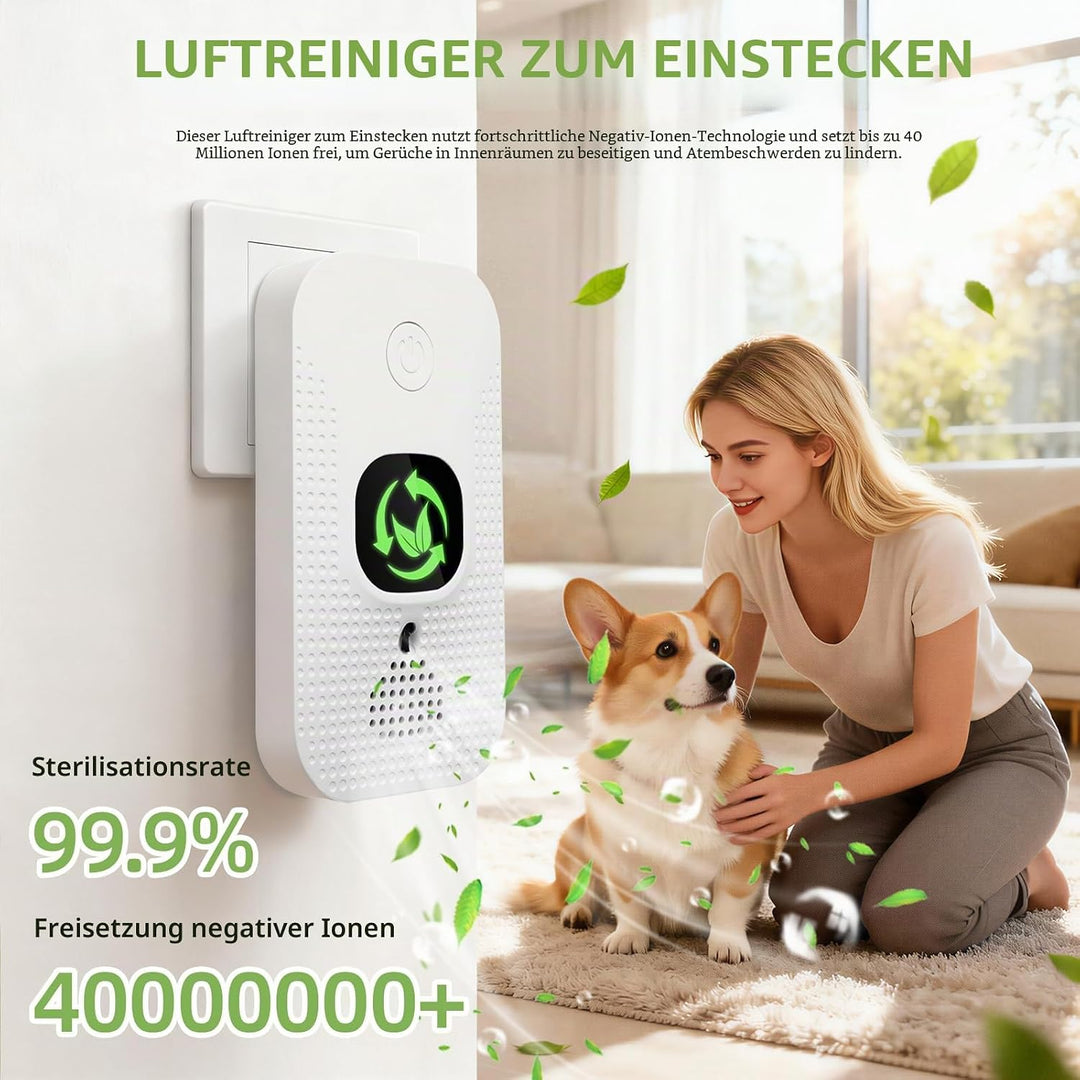 Luftreiniger für Zuhause &amp; Schlafzimmer - 2er Pack Plug-In Mini Ionisator mit Negativen Ionen, Geruc