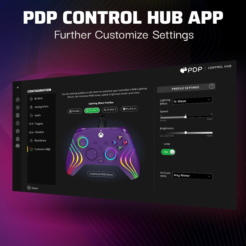 PDP Xbox Afterglow Wave Kabelgebundener Controller Lila