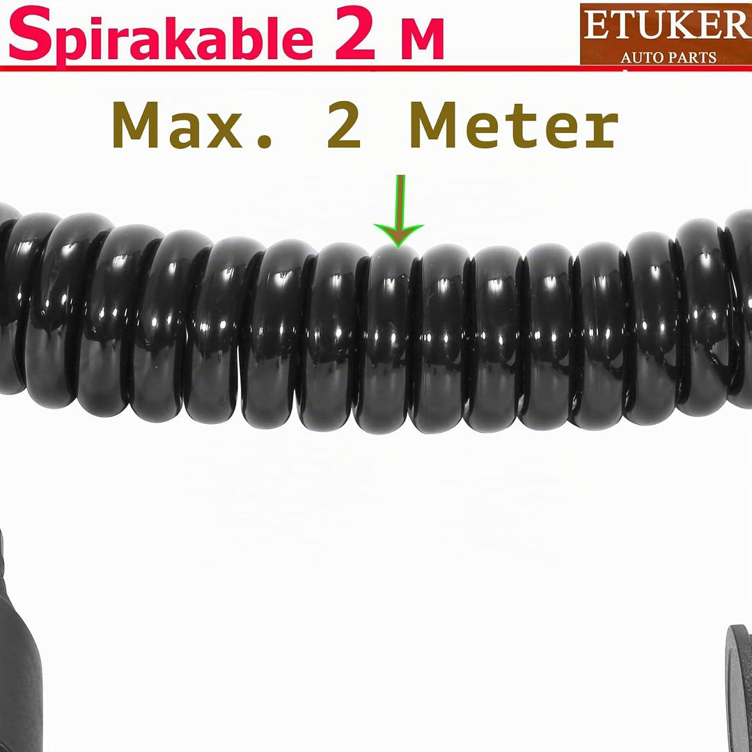 Anhänger Adapter Spiralkabel 7 Polig Max.2M,13 auf 13 Anhänger Verlängerung Kabelverbinder fur LKW R