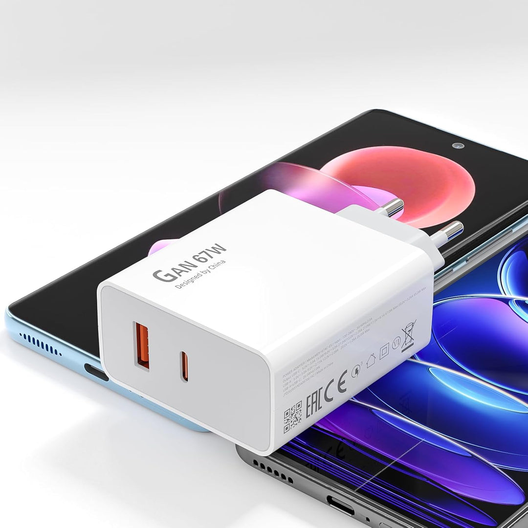 2 Port 67W USB C Ladegerät Netzteil mit Typ C Ladekabel für Xiaomi 15 14 Ultra/14/14T/13T/13/13 Lite